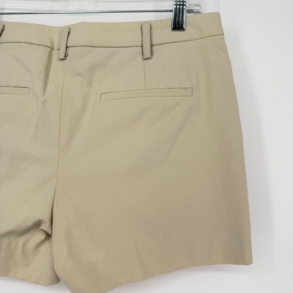NWT Theory Kasim Shorts Oat Khaki Checklist Light Stretch Cotton Mid Rise 8 - Picture 9 of 13